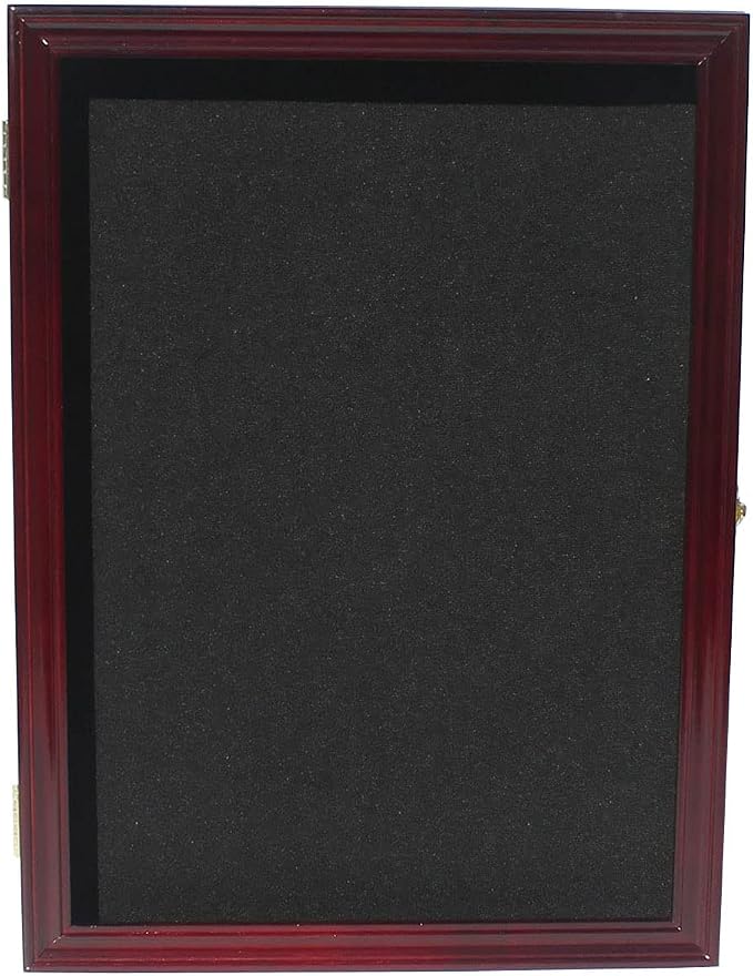 Large 19 X 14 Pin Display Case Medal Shadow Box with 98% UV Protection for Military Medals, Beach Tags, Jewelry Pins, Pin Gift, Insignia Ribbons, Pin Collectibles Cherry Finish