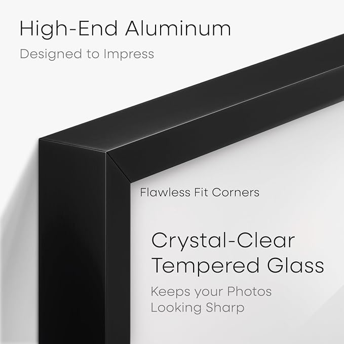 Homeforia 5x10 Business License Frame Black, High End Metal 5 x 10 Document Certificate Frame with Mat 4x9, 5 by 10 Professional License Frames for Wall or Tabletop, Tempered Glass, Wall Kit, Set of 3