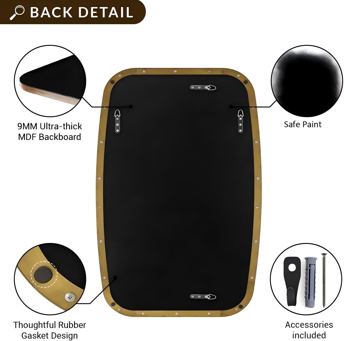 ANDY STAR Gold Oblong Mirror, 36x48 Inch Gold Oval Mirror for Bathroom with Stainless Steel Metal Frame, Wall Mouned for Bathroom, Living Room, Entryway