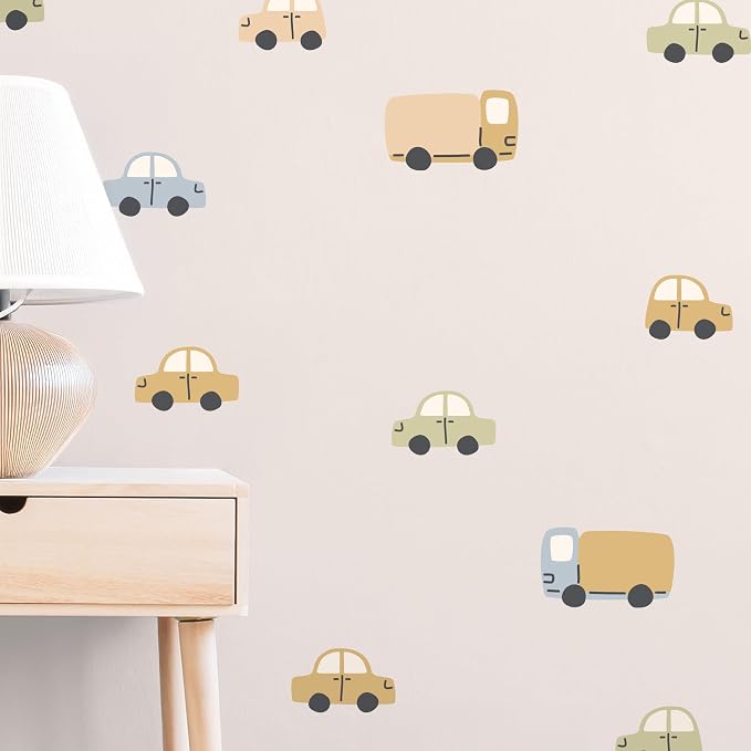 Removable Wall Decals for Kids Room – Peel and Stick Wall Stickers for Girls & Boys Bedroom, Playroom & Nursery – Easy to Apply Wall Decor - Toycars