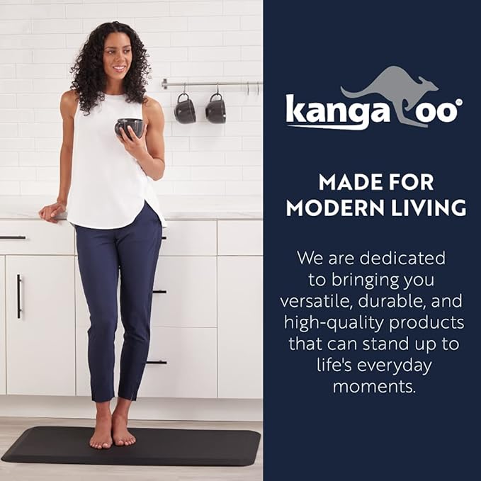 KANGAROO Anti Fatigue Mats for Kitchen Floor, Reduce Foot, Knee Pressure, 3/4 Inch Thick Cushioned Ergonomic Mat, Waterproof Comfort Rug for Under Sinks, Standing Desk, Stores, 17x24, Hunter Green