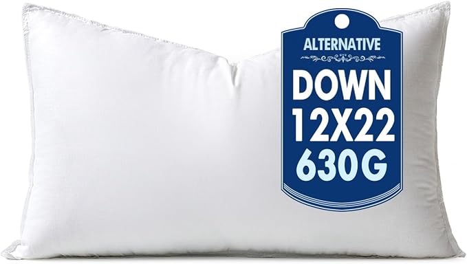 MIULEE 12x22 Synthetic Down Alternative Pillow Insert Decorative Throw Pillow 12 x 22 Inch Body Bed Sleeping Ultra Soft Fluffy Form for Sofa Couch Bed