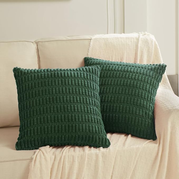 Fancy Homi 4 Packs Decorative Throw Pillow Covers for Living Room Couch Bed, Modern Farmhouse Boho Home Décor Accent Cushion Case, 24" x 24", Dark Green
