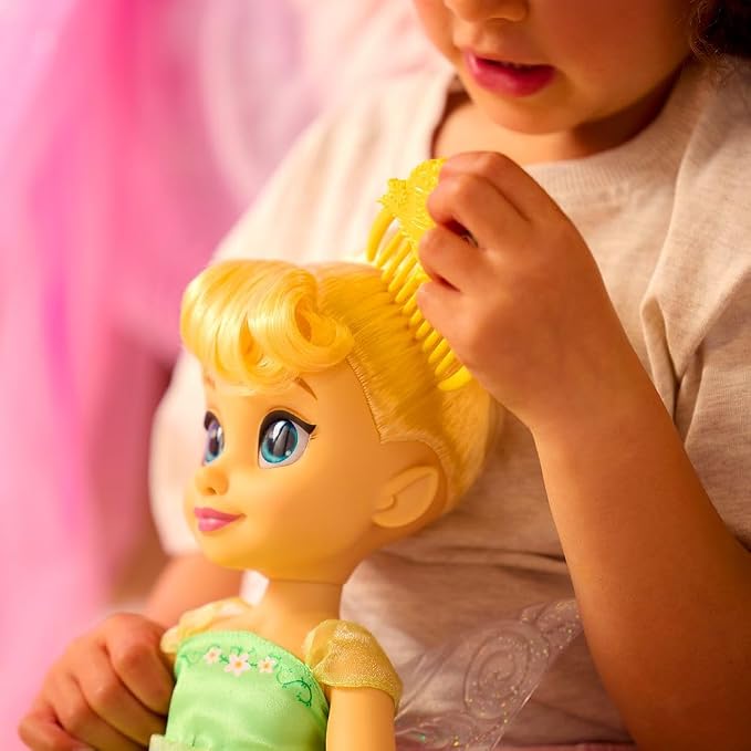 Disney Store Official Tinker Bell Once Upon a Story Doll - Disney Princess Toys Featuring Reflective Eyes with 3D Pupil and Iris, Detailed Costume, Hair Comb & Shoes - Comes in Display Box - 16 Inches