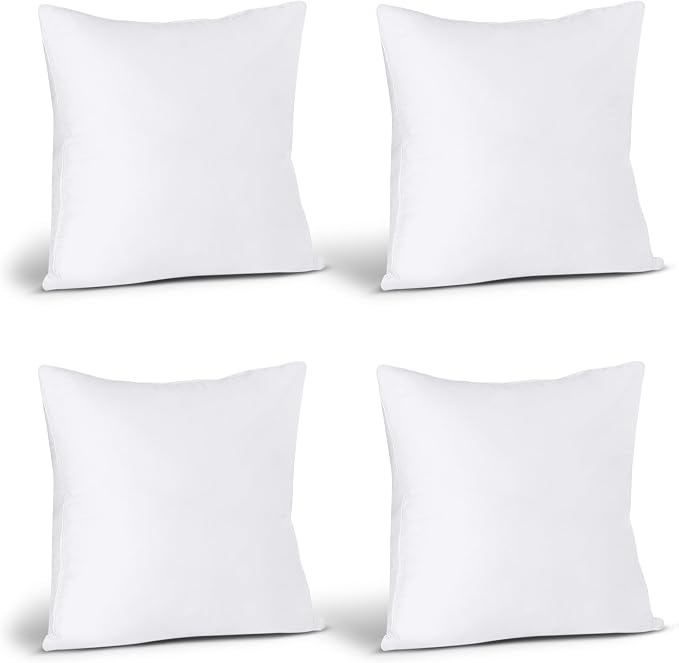 Utopia Bedding Throw Pillows (Set of 4, White) – 17 x 17 Inches Down Alternative Pillows for Bed, Sofa, and Couch - Fluffy Decorative Stuffer Pillow for Indoors & Outdoors