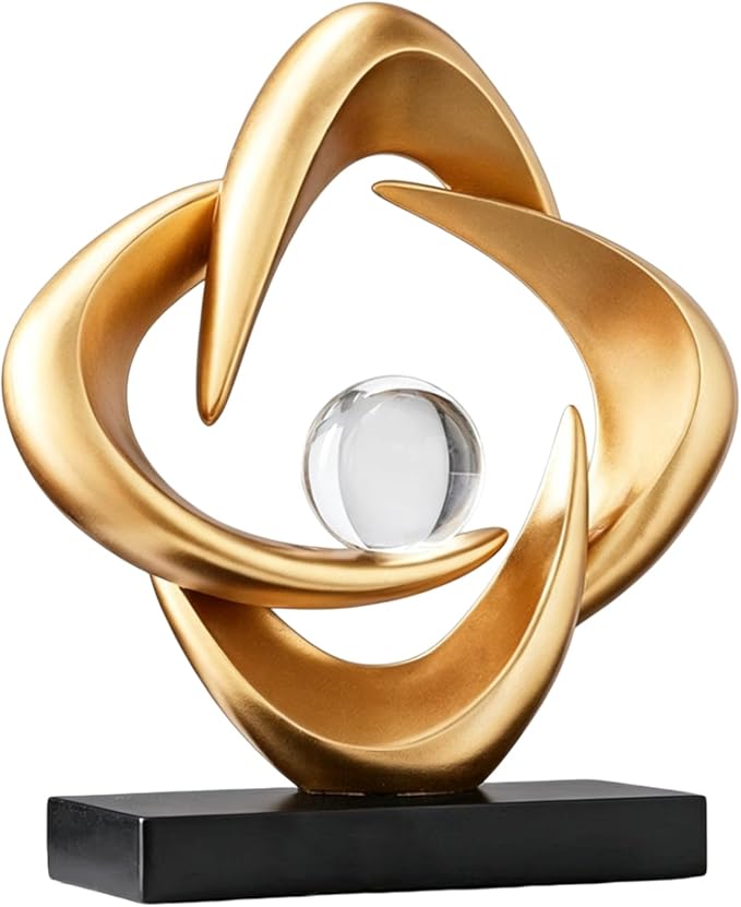 AWNR Gold Abstract Sculpture House Decor Aesthetic - Home Décor Accents for Nightstand, Shelves, Dining Room, Entryway Table, Office, Desk Accessories (Gold C)