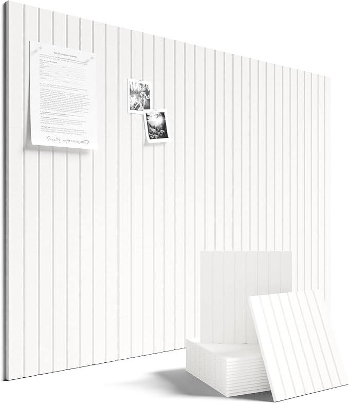 Fluxynara Large Felt Bulletin Board 48" x 36" Cork Board Alternative-12 Pack with 64 Safe Removable Adhesive Tabs, Cork Boards for Walls Cork Board for Home Office Classroom Pin Board -Milky White