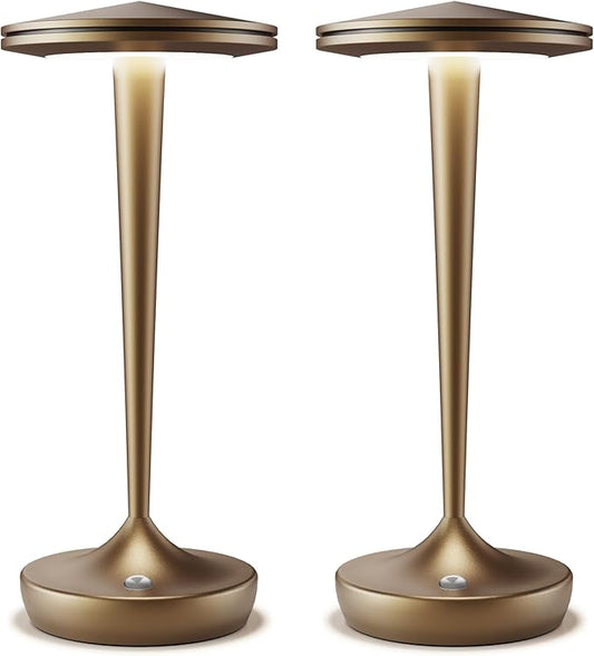 Cordless Lamp Rechargeable LED Table Light,48Hrs Battery Operated Table Lamp,Potable Lamp with Stepless Dimming and Waterproof Lamp for Kitchen,Dining,Shower,Outdoor Patio,Camping (2PBronze)