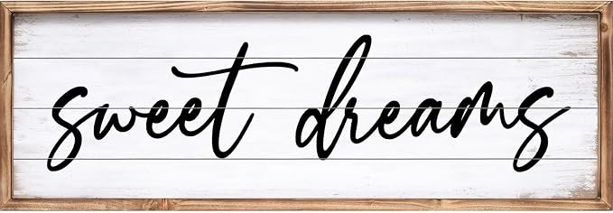Sweet Dreams Wall Decor Above Bed 42''×15'' Large Bedroom Wall Sign Farmhouse Bedroom Sign Wood Framed Guest Room Decor Master Bedroom Wall Decoration