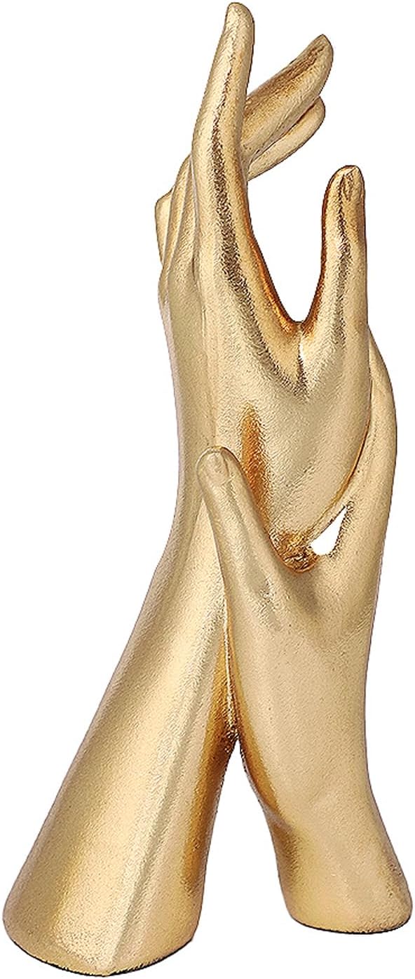 Golden Hands Sculpture Resin Statues Home Decor (Golden Hands) | Gold Hands Shelf Decor Electroplated Resin Statues Office Desktop Home Decor Bedroom Sculpture Indoor/Outdoor Ornament