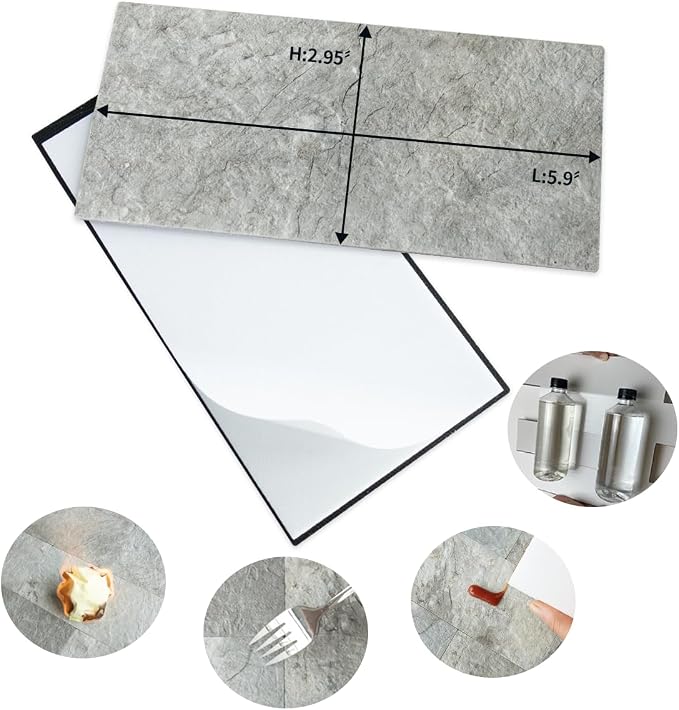 AULIGET 4 Pieces Mountain Rock Peel and Stick Backsplash Wall Tile, 3" x 6" PVC Faux Stone Stick on Tiles for Backsplash Kitchen and Bathroom, 4 Pieces
