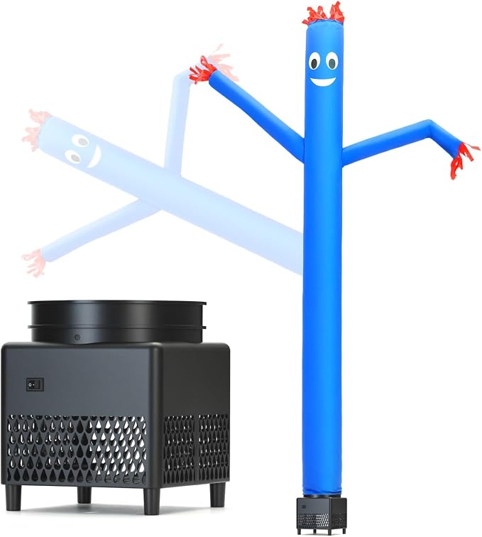 6ft Blue Sky Air Puppet Dancer Inflatable Waving Tube Man with Lights & Built-in Blower - Wacky Waving Dancing Tube Guy for Business Promotion Stand Out Christmas Advertising