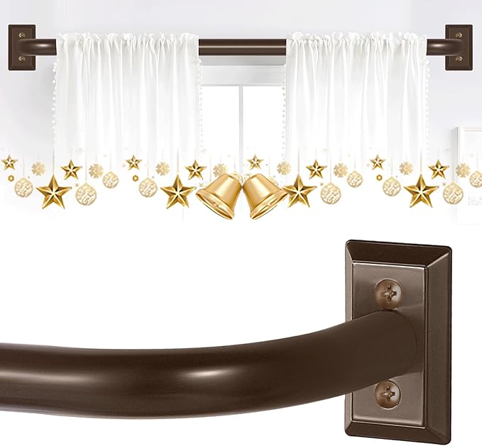 TVWOO Bronze Wrap Around Curtain Rods 66 to 120:Blackout Adjustable Window Curtain Rod,Room Darkening Heavy Duty Curved French Metal Single Drapery Rods for Bedroom Kitchen Easy Install,Antique Bronze