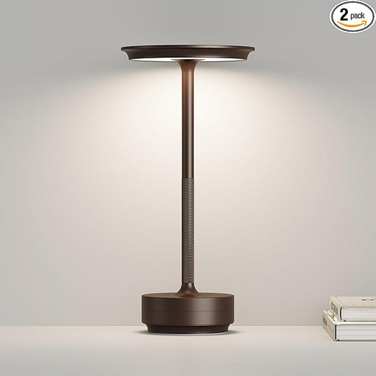 Cordless Table Lamp,USB Portable Rechargeable 5000mAh Outdoor LED Table Light,3 Levels of Brightness Infinitely Dimmable Touch Battery Powered Table Lamp,Dining/Patio/Nightstand(Brown)