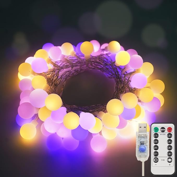 suddus 33FT 100LED Globe String Lights USB Multicolor with Remote | Colorful Globe Lights with Timer 8 Mode, Fairy Lights for Bedroom, Dorm, Classroom, Christmas,Indoor,Outdoor Decor