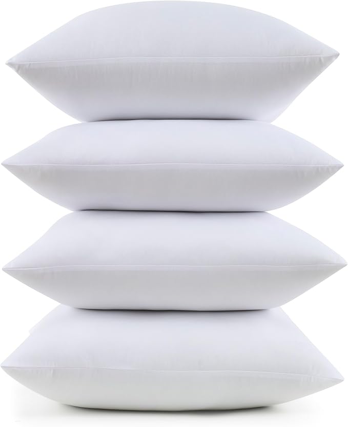 26X26 Pillow Inserts - Throw Pillow Set - Cushion Inserts for Decorative Throw Pillows Covers - Soft & Supportive Pillows for Couch, Sofa, Bed, or Chair, 4 Pack - 26" x 26"