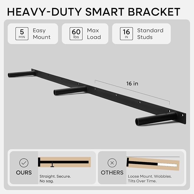 Homeforia Floating 60 inch Oak Shelves, High End Solid Real Wood 60inch Floating Shelf for Wall Mounted, Honey Oak Wooden 60in Large Floating Shelves, Heavy Duty Bracket, 60 X 6.5 X 1.75 in, Set of 2