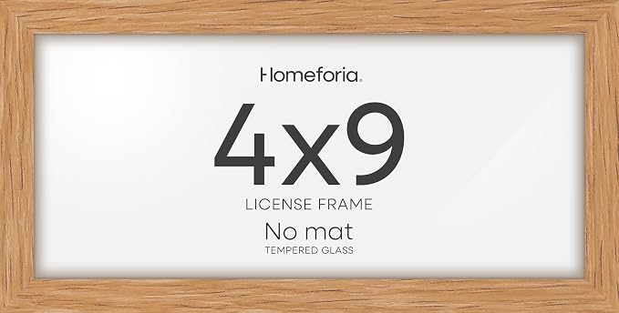 Homeforia 4x9 Business License Frame Wood, High End Natural Oak 4 x 9 Certificate Frame, 9x4 Light Wooden Document Frames for Wall or Tabletop, 4 by 9 Picture Frame, Tempered Glass, Wall Kit, Set of 2