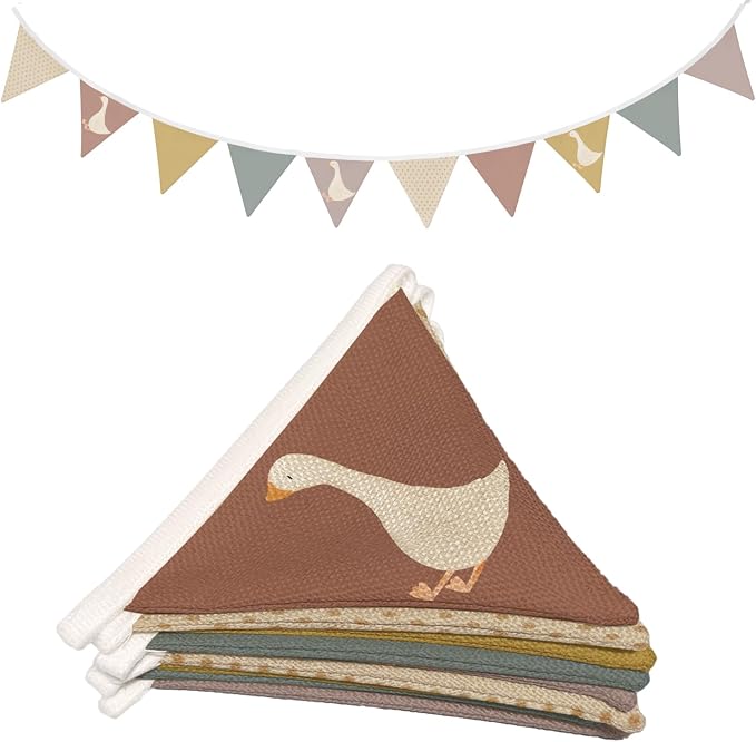Lacama Goose Birthday Part Decorations，Baby Girls Boys Kids Room Decor, Funny Geese Triangle Bunting Banners for Farm Animal Baby Shower First Birthday Party Decorations，Kidroom