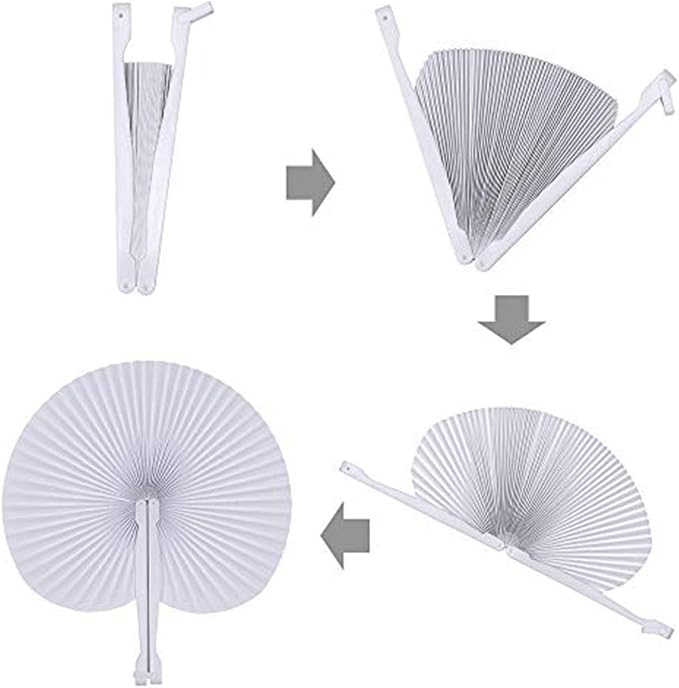 20 Pieces Silver Round Paper Fans | Foldable Handheld Fans for Women,Folding Hand Fans for Wedding,Bridal Guest,Church,Party Favors,Dancing,Birthday,DIY