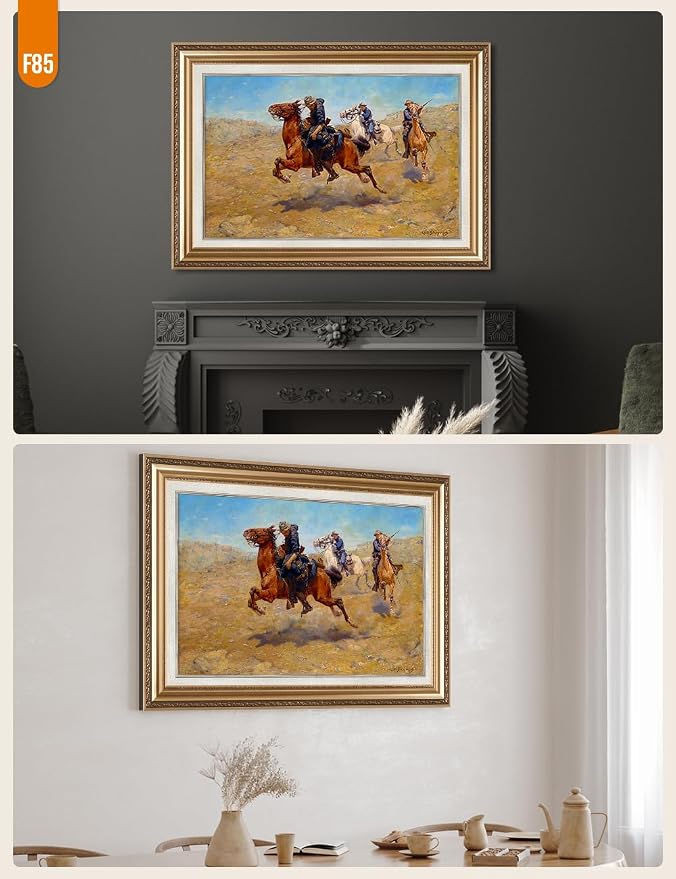 DECORARTS - My Bunkie by Charles Schreyvogel. World Famous Painting Reproduction. Giclee Prints in Classic Golden Frame Ready to Hang