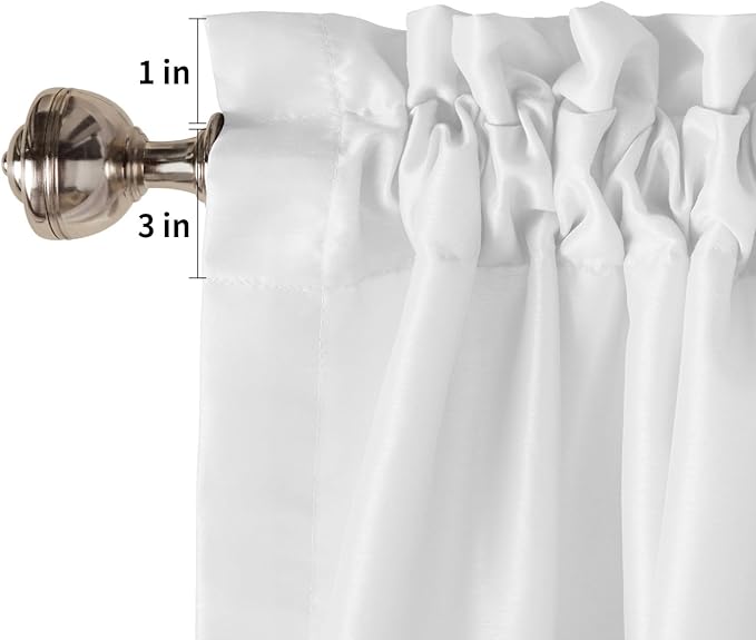 45 Inch Long Tier Curtains for Kitchen, Solid Color White Bathroom Window Curtains Rod Pocket Short Curtains Window Treatment Tiers for Living Room Farmhouse 2 Panels