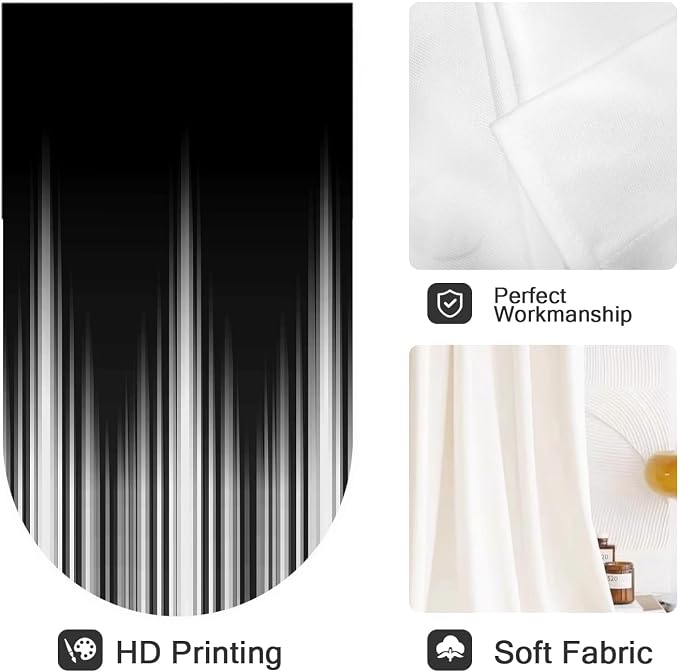 Coxila Black and White Window Curtains for Bedroom 42 x 63 Inch Rod Pocket Ombre Grey Gray Silver Dark Goth Gothic Modern Mens Cool Abstract Anime Living Room Treatment Set of 2 Curtain Panels Drapes