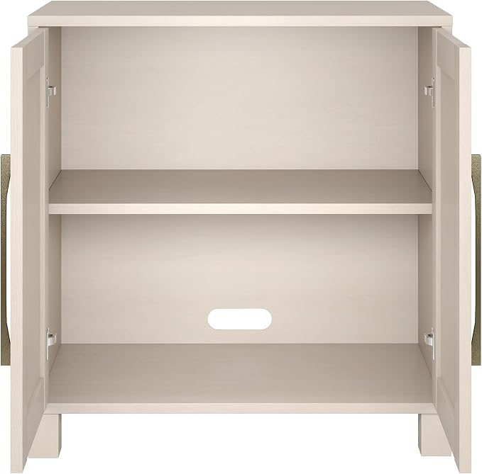 Henn&Hart 28" Wooden Accent Cabinet, Modern Sideboard Buffet Cabinet with 2 Doors and an Adjustable Shelf for Living Room, Dining Room, Bedroom or Entryway, Beech White