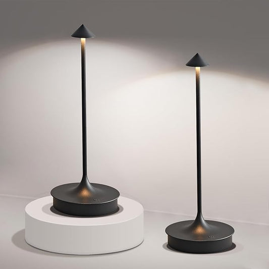 Cordless LED Table Lamp Rechargeable, Battery Operated Table Lamps Touch Dimmable, Portable Outdoor Table Light IP54 Waterproof for Patio Restaurants and Dining Home