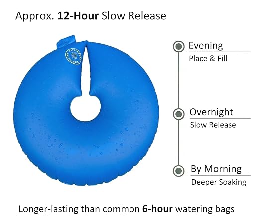 Slow Release Ring-Style Tree Watering Bag - 15 Gallon Watering Ring for Trees, Discipline Essentials (8 Pack, Blue/Yellow)