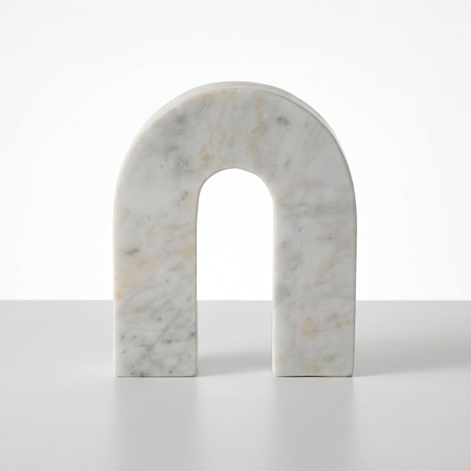 Sagebrook Home White Marble Decorative Arch Sculpture – Modern Stone Accent for Home, Office, Bedroom, Living Room – 6x2x7 Inch