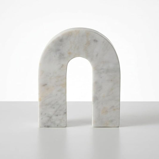 Sagebrook Home White Marble Decorative Arch Sculpture – Modern Stone Accent for Home, Office, Bedroom, Living Room – 6x2x7 Inch