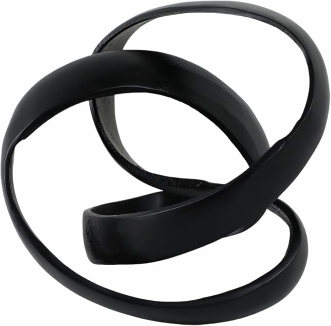 Metal Decorative Object – Minimalist Shelves & Coffee Table Decor – Aluminum Knot Sculpture Modern Home Decor for Office, Bedroom & Living Room – 8" x 7", Black
