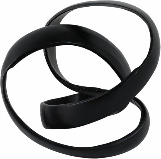 Metal Decorative Object – Minimalist Shelves & Coffee Table Decor – Aluminum Knot Sculpture Modern Home Decor for Office, Bedroom & Living Room – 8" x 7", Black