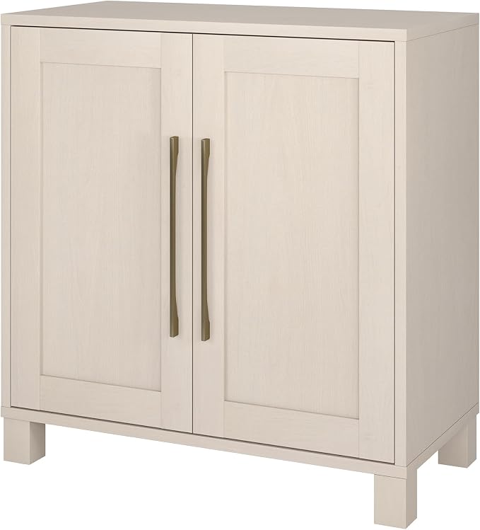 Henn&Hart 28" Wooden Accent Cabinet, Modern Sideboard Buffet Cabinet with 2 Doors and an Adjustable Shelf for Living Room, Dining Room, Bedroom or Entryway, Beech White