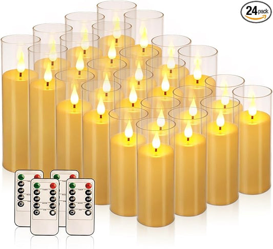 24-Pack A-Series Acrylic LED Flameless Candles with Remote Control,Outdoor Indoor - Perfect for Home Decor，Parties,and Special Occasions
