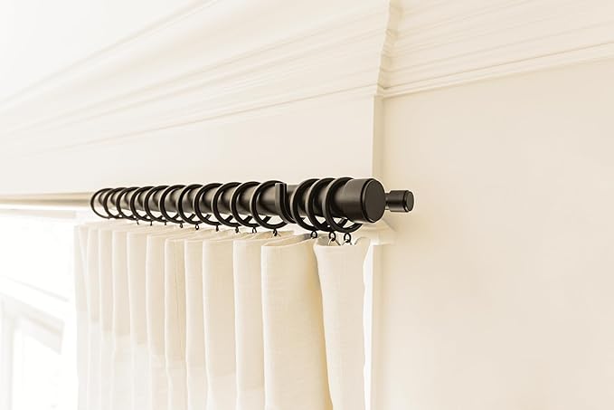 BlastHome® Non-Adjustable Luxury Double Curtain Rods for Windows, 1 ¼” Premium Rod Set, 8 foot Custom Fixed Length (Two Rods Connect on Both Front & Back for a Seamless Look), Brushed Dark Brown