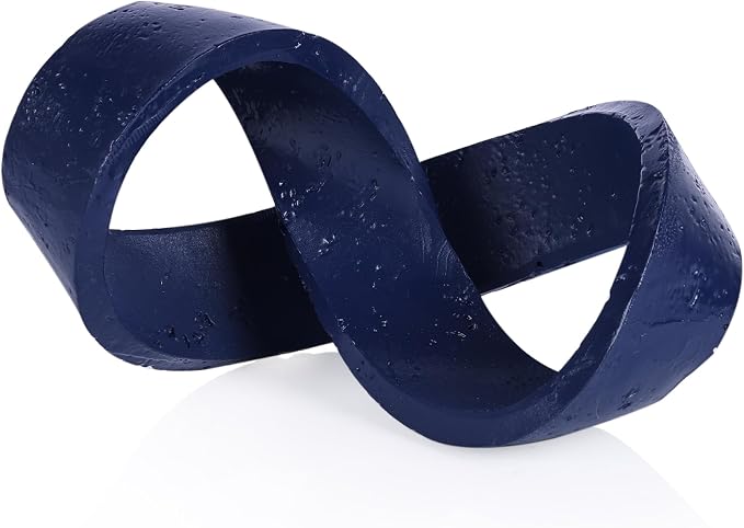 Modern Infinity Knot Sculpture - Blue Knot Home Decor, Multi-Angle Statue for Shelves, Coffee Table, Bookshelf, Living Room, Office, Resin Geometric Decorative Accent, Abstract Art Knick Knacks Gifts