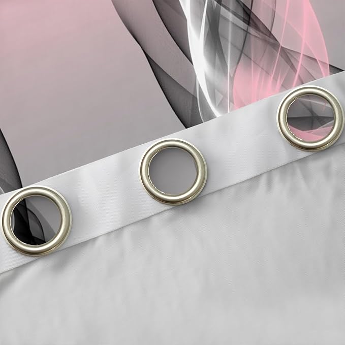 jejeloiu Pink and Black Blackout Curtains Abstract Darkening Drapes for Bedroom Living Room Decor Strip Lines Thermal Insulated Shades Geometric Modern Window Treatments,2 Panels 42 x 84 Inch