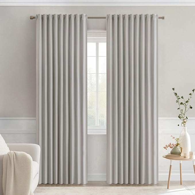 MIULEE Cobblestone Back Tab Blackout Curtains 90 Inches Long 2 Panels Set for Living Room Bedroom Privacy, Rod Pocket/Pinch Pleat Thermal Insulated Room Darkening Pleated Light Blocking Drapes