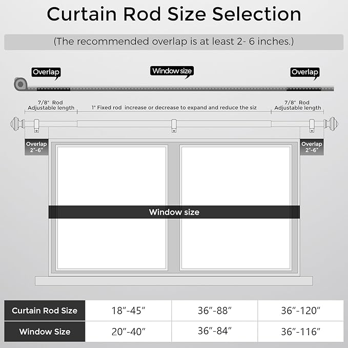2 Pack Bronze Curtain Rod for Windows 18-45 Inches, 1 Inch Heavy Duty Adjustable Drapery Pole, Modern Window Treatment Rod with Decorative Square Finials, Easy Installation