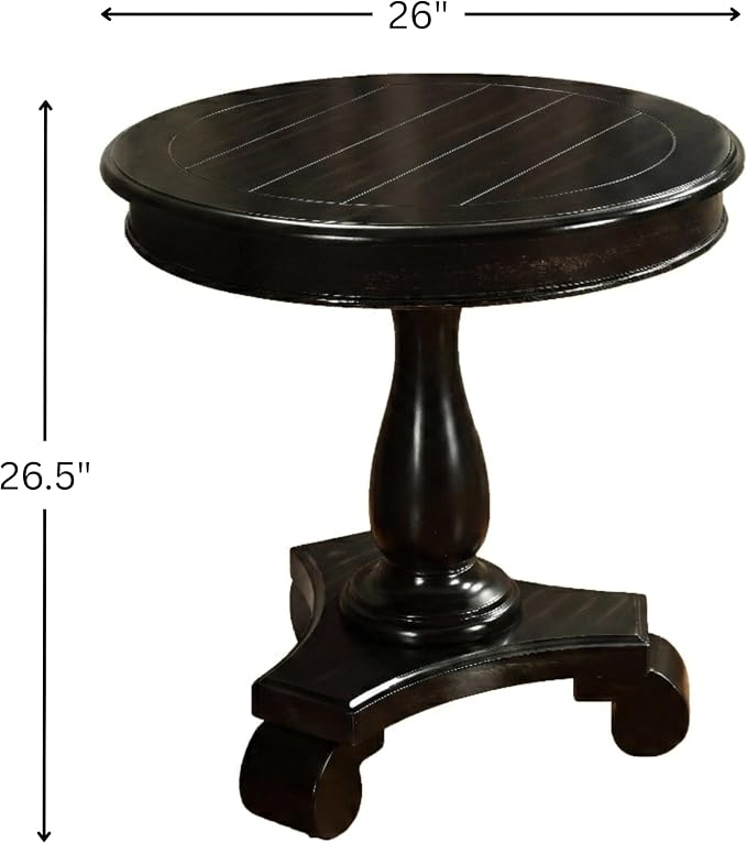 Roundhill Furniture Rene Round Pedestal Side Table, Black