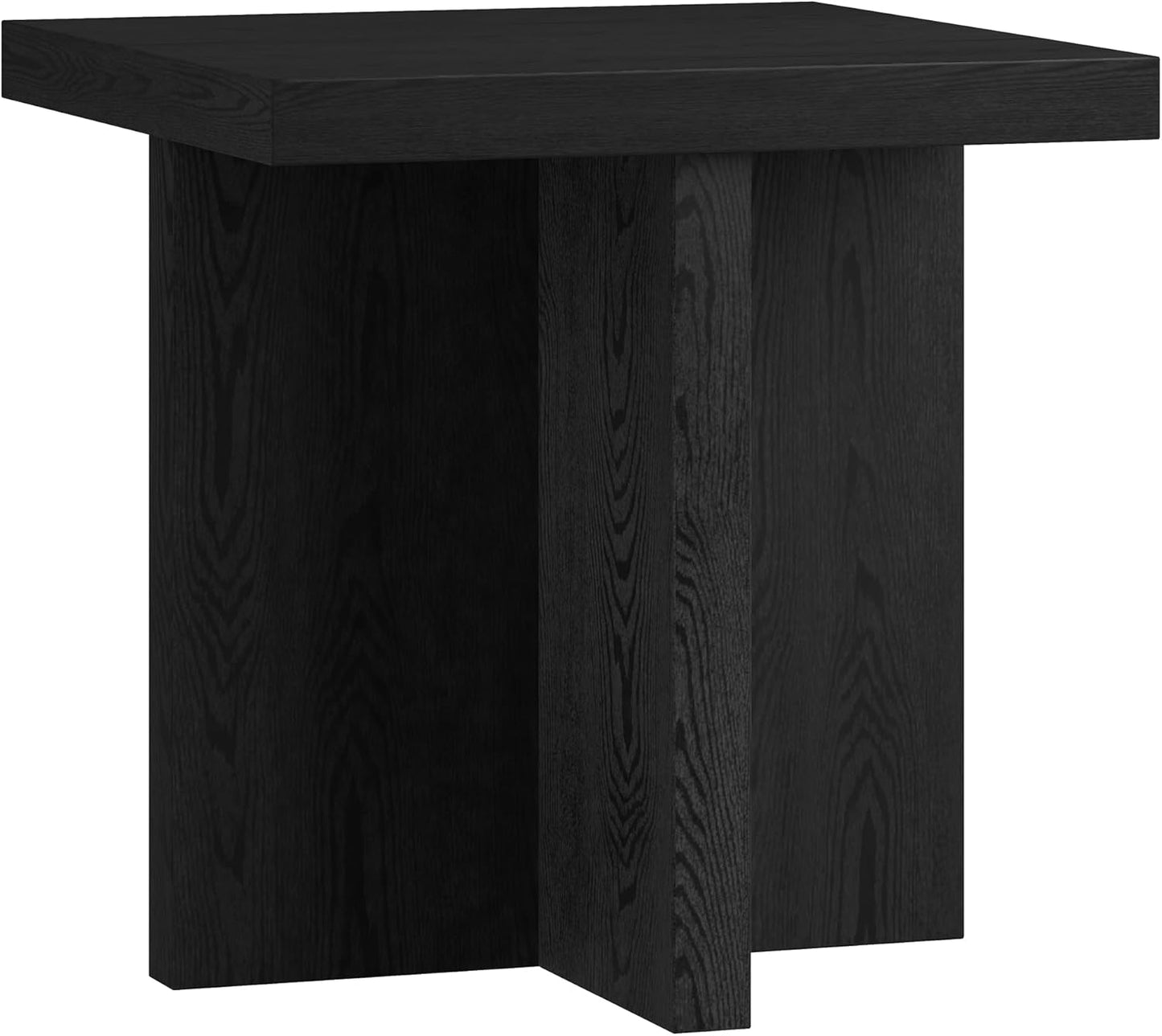 Henn&Hart 22" Wide Square Side Table in Natural Black, for Home, Living Room, Bedroom, Entertainment Room, Office