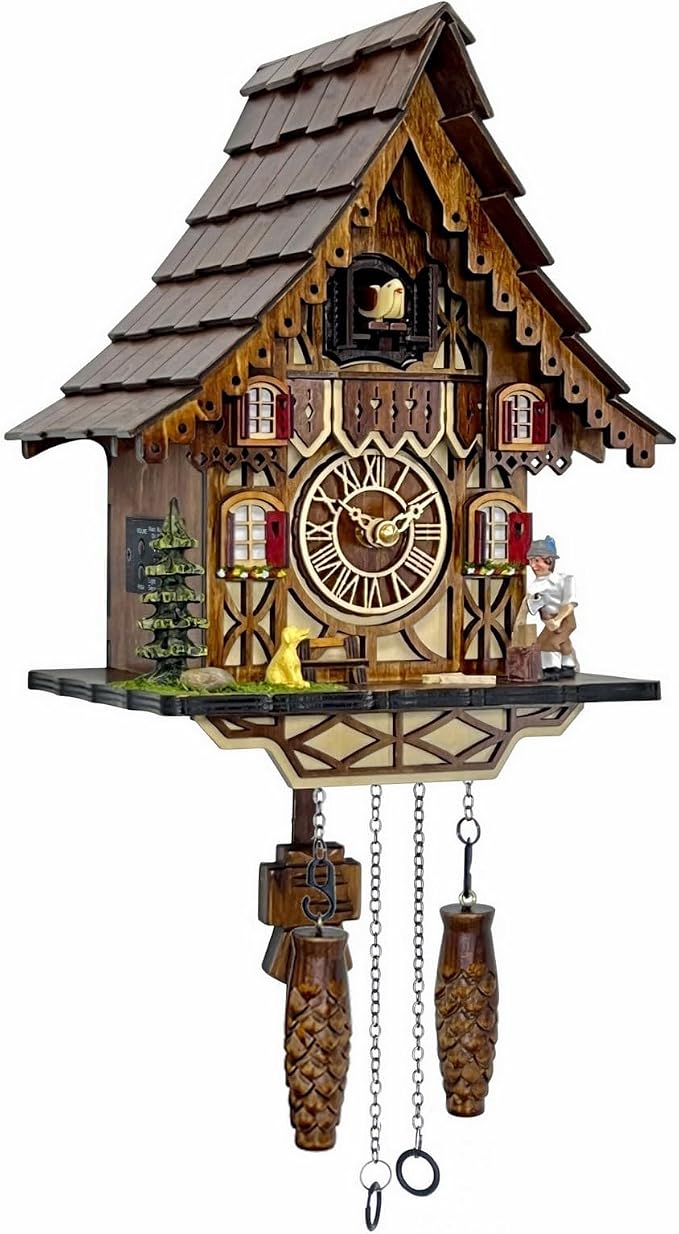 Cuckoo Clock | Black Forest Style Wall Decor | Gift Box | Retro Cuckoo Clock, 12 Melodies, Volume Control, Night Mode, Wooden Home Decor, Gift Package, 8.75 X 23 inch