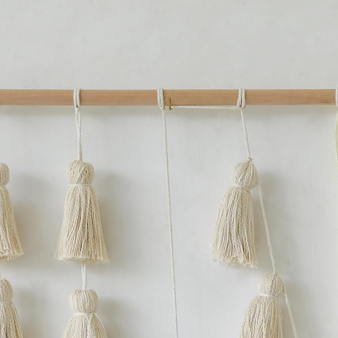 Jakalin Macrame Wall Hanging Boho Tassel Garland 57"x39" | Handmade Cotton Rope Wall Decor for Living Room, Bedroom, Nursery | Large Macrame Banner for Wedding Backdrop, Home Decoration