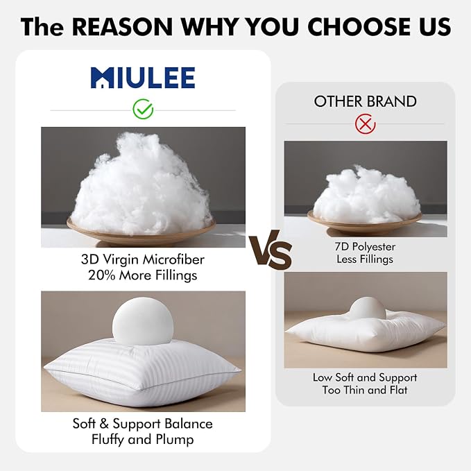 MIULEE 26x26 Pillow Inserts, Firm and Fluffy Decorative Square Throw Pillows for Couch Sofa Bed, Down Alternative with 100% Cotton Cover Pack of 2