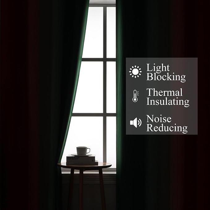 Estelar Textiler Red and Green Blackout Curtains 54 Inch Length, Full Room Darkening Gradient Grommet Drapes for Kids Room, Thermal Insulated Ombre Curtains for Bathroom, 52Wx54L, 2 Panels