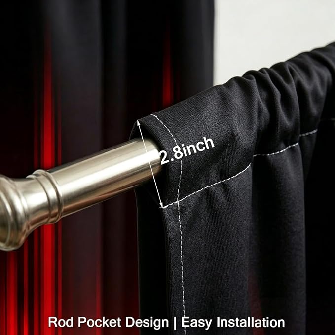 Coxila Red and Black Ombre Curtains, Gothic Dark Aesthetic Soft Fabric Window Drapes for Gaming Room, Goth Room Decor, 2 Panels, Rod Pocket, 42 x 63 Inch