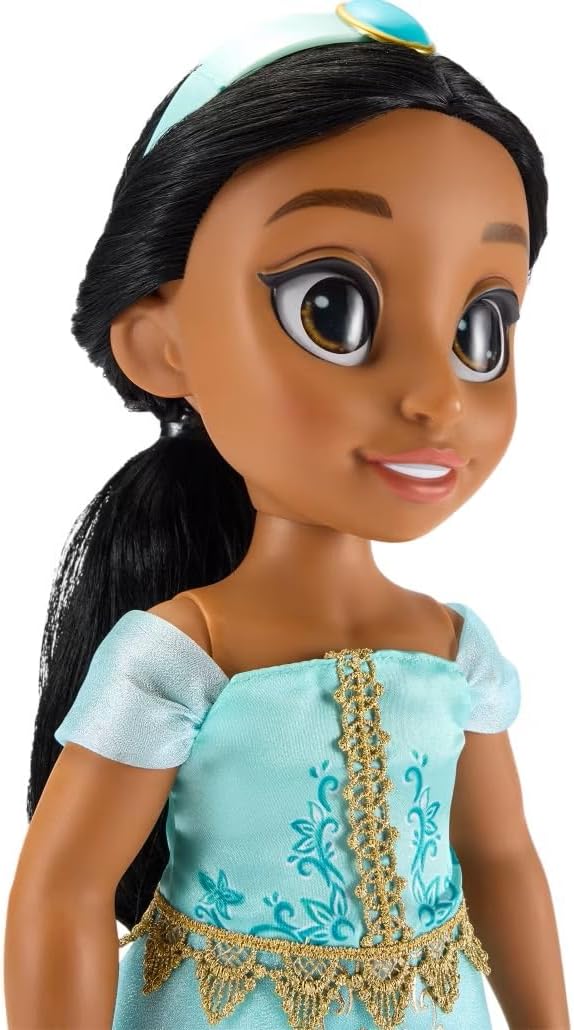 Disney Store Official Jasmine Once Upon a Story Doll - Disney Princess Toys Featuring Reflective Eyes with 3D Pupil and Iris, Detailed Costume, Hair Comb & Shoes - Comes in Display Box - 16 Inches
