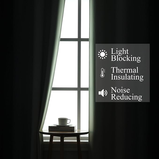 Estelar Textiler Navy Blue and Sage Green Ombre Blackout Curtains 90 Inches Long 2 Panels for Living Room, Thermal Insulated Drapes for Bedroom, Full Light Blocking Curtains for Sliding Door,52Wx90L